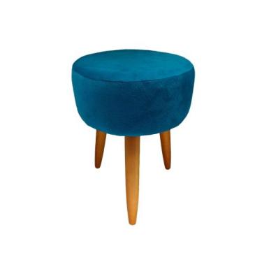 Imagem de Puff Puf Banqueta Suede Azul Turquesa - Pés Palito - RF Laser