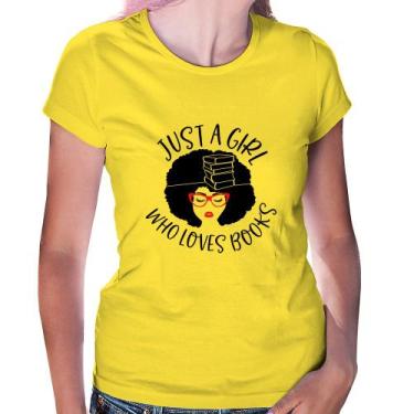 Imagem de Baby Look Just a girl who loves books - Foca na Moda, Amarelo, M