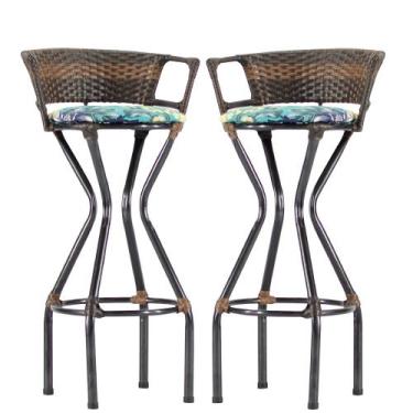 Imagem de 2 Banquetas para Balcão com Assento Estofado Charme em Ferro  - Coage 