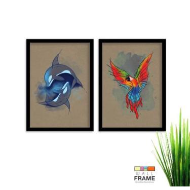 Imagem de Quadro Decorativo Arara e Água Moderno 2 peças de 40x60  - Loja Wall F