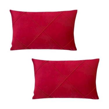 Imagem de Kit 2 Capas para Almofada Drapeada em Veludo Retangular 50x30 com Ench