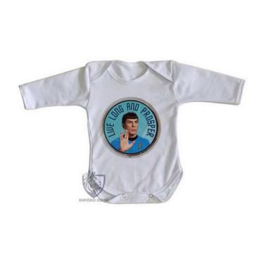 Imagem de body nenê criança roupa bebê manga longa Spock vida longa e próspera -