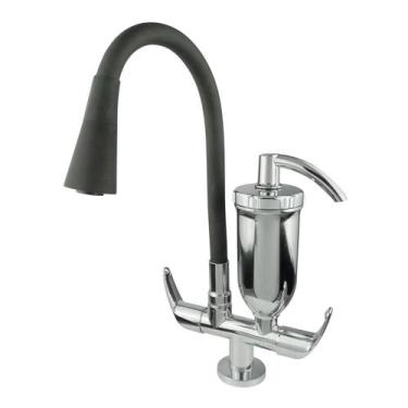 Imagem de Torneira Cozinha Gourmet Filtro Bancada Mesa 2 Jatos 1/4 De Volta Abs 