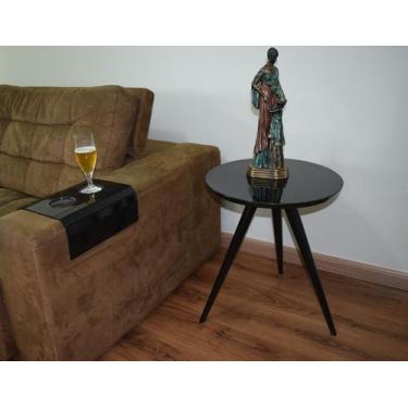 Imagem de Mesa Lateral Tampo Laqueado Para Sala Tampo 50 cm Tripé Pés Palito - l