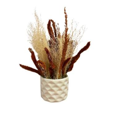 Imagem de Arranjo Floral Desidratado Decoração Flores Vaso Cerâmica - Inspira Fl