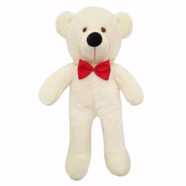 Imagem de Urso Teddy de Pelúcia Baunilha 70cm Com Gravatinha Borboleta - 508 - L