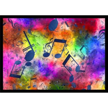 Imagem de Quadro Decorativo Abstrato Artístico Moderno Cores Notas Musicais Com 