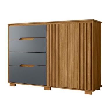 Imagem de Cômoda Texas 147cm 4 Gavetas 2 Portas Freijó Cinza Moval