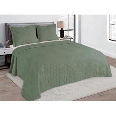 Imagem de Kit Colcha Cobre Leito Galeria Casal Dupla Face 3 Peças - Camesa, Verd