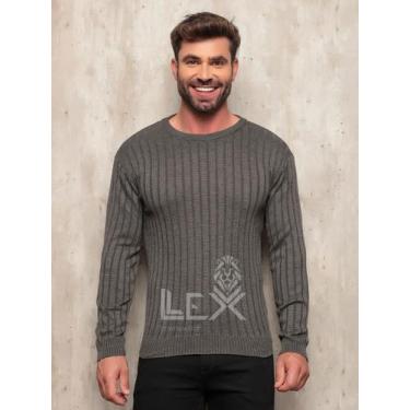 Imagem de Sueter Masculino Canelado Blusa de Frio Tricot - LEX, G, Grafite