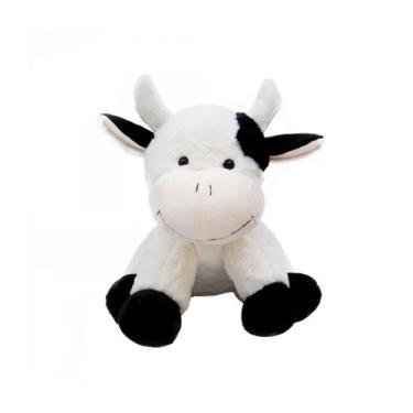 Imagem de Vaca Branca Manchas Pretas 32cm Pelúcia - Fofy