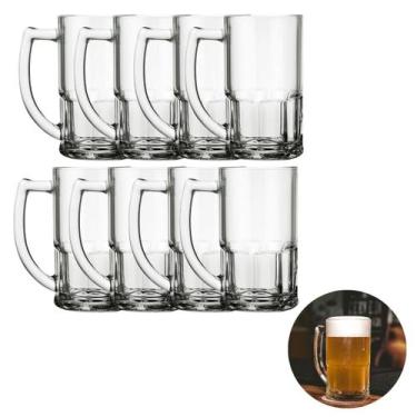 Imagem de Jogo 8 Canecas Chopp Cerveja 320ML Linha Vitamina Transparente - PRATI