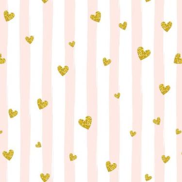 Imagem de Papel De Parede Teens Listrado Rosa E Corações - 3,00x0,50m - DEKAL DE