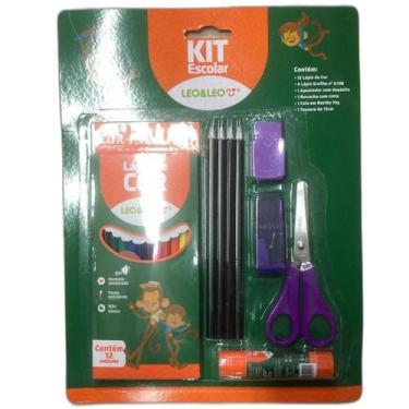 Imagem de Kit Material Escolar Infantil Com 20 Peças Pintura Lápis de Cor Aponta