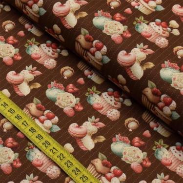 Imagem de Tecido Estampado para Patchwork - Amor De Cupcakes : Cupcakes e Docinh