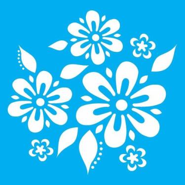 Imagem de Stencil Opa 14 X 14 cm - Flores Folhas - 1056 - Opa Criando Arte
