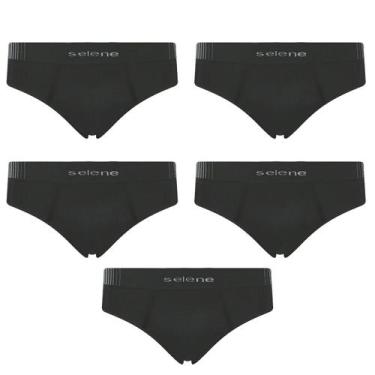 Imagem de Kit 5 Cueca Selene Masculina Slip Microfibra sem costura, Preto, GG