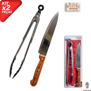 Imagem de Jogo Churrasco Faca Inox 8" e Pegador de Carne 30cm 2 Pçs - FRATELLI