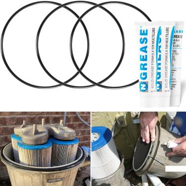 Imagem de Pacote com 3 anéis de vedação para tanque de cabeça de filtro CX900F 0-240 com substituição de lubrificante impermeável SPX0327 para Hayward Star-Clear Plus série de filtros de cartucho de piscina e