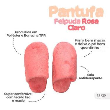 Imagem de Pantufa Adulto Rosa 38/39 Super Confortável Felpuda e Macia - REDSTAR
