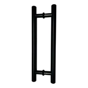 Imagem de Puxador H Tubular Duplo Porta Madeira Vidro 40cm Preto Adicionar aos f