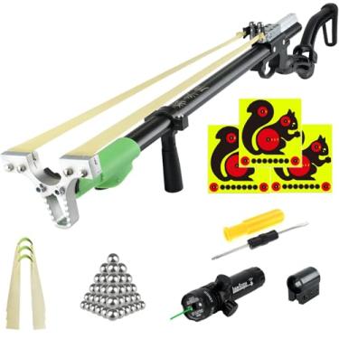 Imagem de Catch&Hunt Rifle De Estilingue Profissional, Estilingue De Caça E Tiro Potente Para Adultos Ao Ar Livre, Com Elástico Plano, Munição De Aço E Papel Alvo