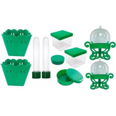 Imagem de Kit Tubetes Cachepôs Mini Boleira Latinhas Caixa Acrílica Tampa Presente Coloridas Lembrancinhas Natal Aniverário Mimos Luxo (verde)