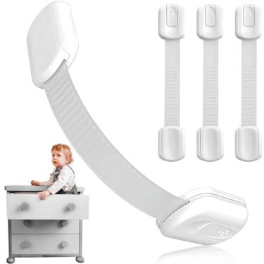 Imagem de PEAKTREND 4 cadeados de segurança infantil para bebês - Segura, rápida e fácil, fechaduras de porta de gaveta sem parafusos e ímãs multiuso para móveis, fornos de cozinha, assentos de vaso sanitário