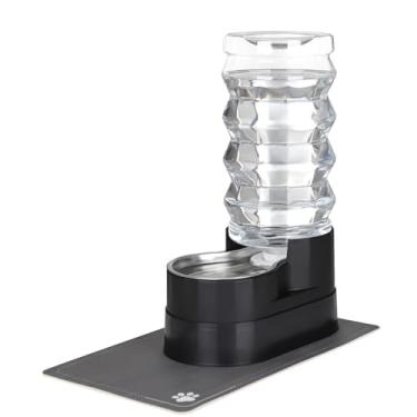 Imagem de RIZZARI Dispensador de água grande para cães: alimentador de animais de estimação preto elevado por gravidade de aço inoxidável 9L para cães de estimação interno/externo