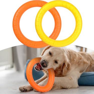 Imagem de Leitee Pacote com 2 anéis para cães, brinquedos indestrutíveis, anéis de mastigar para cães, discos voadores, ferramentas flutuantes para treinamento de cães, brinquedo para buscar cães pequenos,