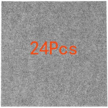 Imagem de YWSHUF Carpete Autoadesivo Em Placas, Fácil de Descascar e Colar, Piso de Carpete Em Placas - 24 Placas/24 Pés Quadrados (24 Peças - Cinza e Branco)