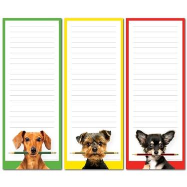 Imagem de Funny Dogs Large Magnetic Notepads for Refrigerator (3 Pack) - 50 Tear-off Sheets per Pad - 3.5 x 9 in - Grocery List Magnet Pad for Fridge - Cute Notepads for To-Do List Reminders Recipes Memo Scratch Pad