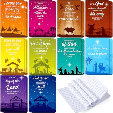 Imagem de Tenceur 30 blocos de notas de Natal com tema de presépio cristão para presente de Natal, versículo bíblico, 10 estilos para material de escritório, lembrancinhas de festa de Natal, noite sagrada