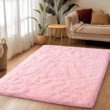 Imagem de Awaytail Tapete rosa fofo 3x5 - Tapete macio fofo felpudo para quarto - Tapete antiderrapante para sala de estar meninas rosa decoração de casa