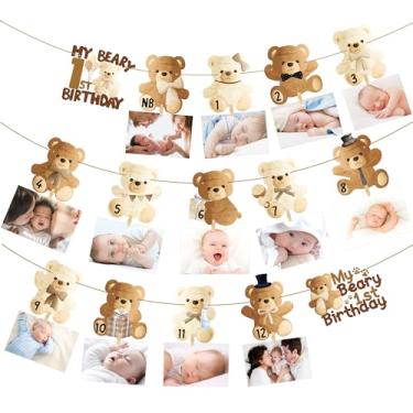 Imagem de My Beary 1st Birthday Photo Banners 2Pcs Beary Decorações de Primeiro Aniversário Urso Tema Foto Banners Ursinho de Pelúcia Suprimentos de Festa para Bebê 1º Decoração de Chá de Bebê