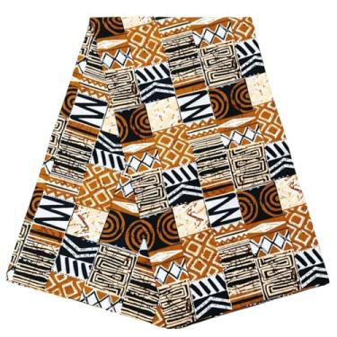 Imagem de Tecido Africano Tecido Africano Ankara Wax Print Tecido Kente Tecido Batik Tecido Ankara Print Tecido para Costura para Vestido de Festa (Marrom)