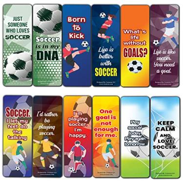 Imagem de Creanoso Marcadores de livro para amantes de futebol (5 conjuntos x 6 cartões) – conjunto de cartas inspiradoras diárias – cortadores de página de livros interessantes – ótimos presentes para adultos