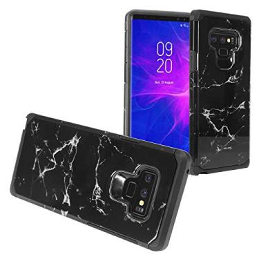 Imagem de Eaglecell – Compatível com Samsung Galaxy Note 9 SM-N960 Note9 – Capa de telefone rígido com imagem híbrida + película de vidro temperado, AD1 Black Marble