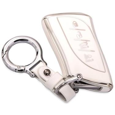 Imagem de LIANGYM Capa de chave de proteção total para chaves de carro com corrente de couro adequada para 2018-2024 ES350 RX350h LC500h LS500h 2019-2024 UX200 UX250h ES250 ES300h 2020-2023 GX460 NX350h 0 NX4