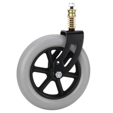 Imagem de Conjunto de Rodízio de Cadeira de Rodas Dianteira 120KG Rolamento de Carga PU Hub PVC Roda Sólida Rolamento de Aço Inoxidável Roda de Absorção de Choque 10x2in para Pisos de