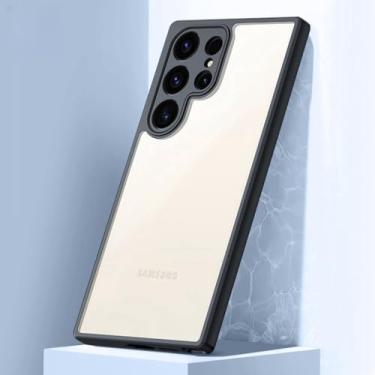 Imagem de Para samsung galaxy s24 23 ultra s23 plus s24 caso, proteção da câmera volta capa de telefone transparente, preto claro, para s24