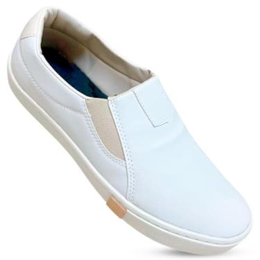 Imagem de Sapatenis Masculino Casual Slip On Em Couro Solado Confortavel (Branco, BR, Adulto, Numérico, 39)