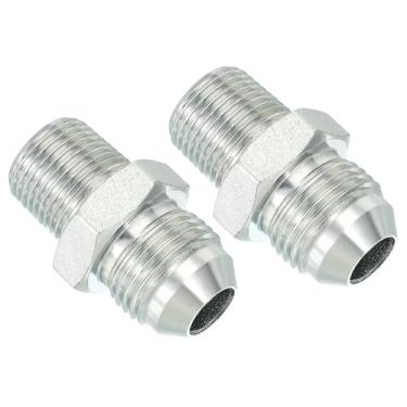 Imagem de PATIKIL Conector adaptador de tubo 3/10.2 cm macho 37 ° Flare JIC x 3/20.3 cm macho R encaixe de tubulação 2 peças conector hidráulico de encaixe de restrição de alimentação de óleo para sistema de