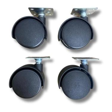 Imagem de Kit C/ 4 Un Rodízio Plástico Rodinha Giratório Placa Base Aço Roda 50m