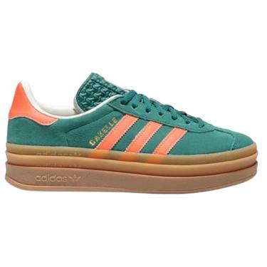 Imagem de Adidas Gazelle Bold J Tênis infantil grande, Verde escuro e laranja, 38 BR