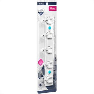 Imagem de Cabide Adesivo Atlas 0,5Kg Fixo Branco, Plástico, adesivo, branco.