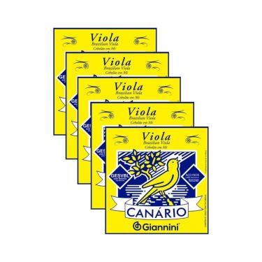 Imagem de Kit 5 Encordoamento Viola Giannini Canário GESVBL Aço Cebolão Em Mi Leve