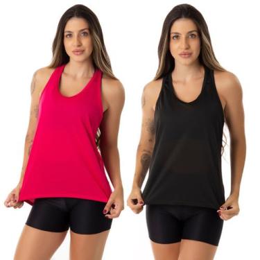 Imagem de Kit 2 Camisetas Fristyle Regatinha Dry Fit Básica Feminina Adulto, Ros