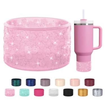 Imagem de ZXFYE Bota de silicone com flor gradiente, compatível com Stanley Quencher Adventure 1,134 g 850 g e IceFlow 590 ml copo de 850 g, capa protetora camaleão, capa inferior para Hydroflask 340 g-680 g,