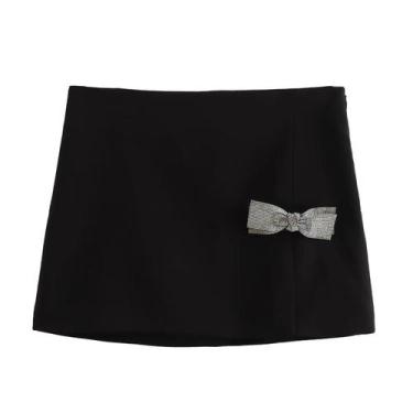 Imagem de Mini Saia de Cintura Alta com Laço - Elegante para Primavera/Verão, BR